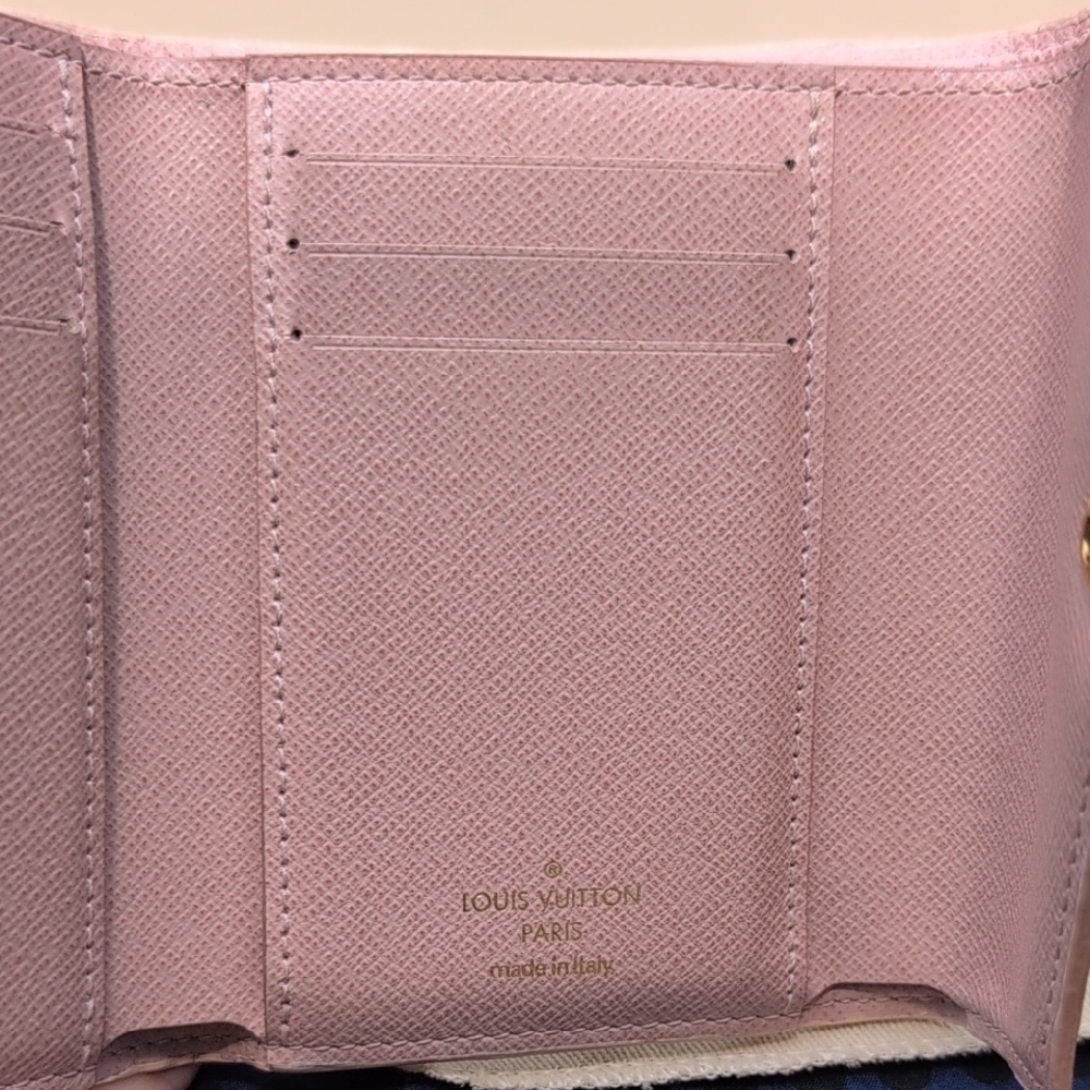 Louis Vuitton White and Pink Wallet with Damier Azur Pattern - Picture 12 of 14